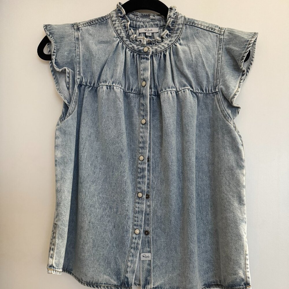 Rails Ruthie Flutter-Sleeve Denim Blouse XXS
